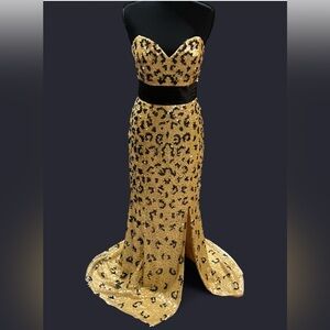 Gold and Black Sequin Gown